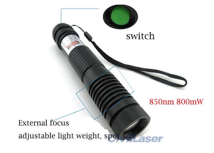 Infrared Night Vision Lighting 850nm 800mw Infrared Adjustable 레이저 모듈 Dot 고출력 레이저 Flashlight
